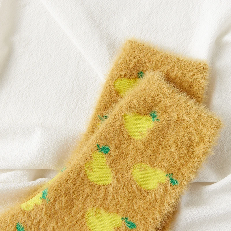 Women Thermal Fluffy Socks Autumn-Winter Snow Socks Girls Ins Fashion Pattern Warm  Color Crew Socks Ladies Floor Sleep Socks