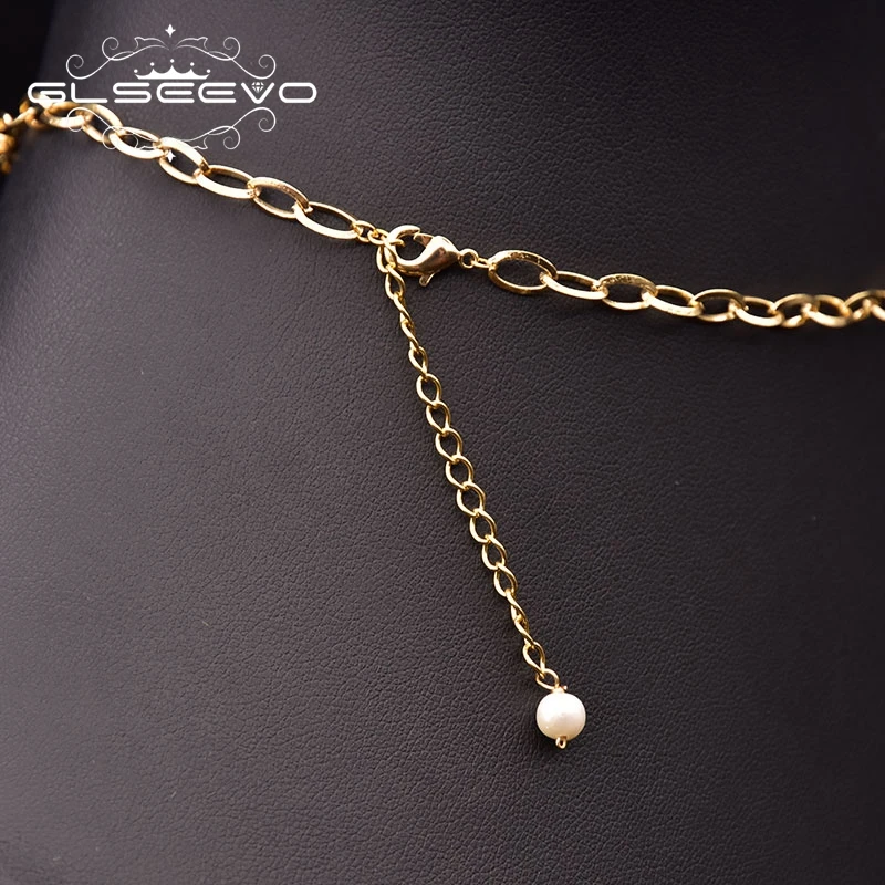 GLSEEVO Pure Natural Freshwater Baroque Pearl Necklace Handmade Black Pearl Female Necklace Wedding Party Jewelry Gift GN0292A