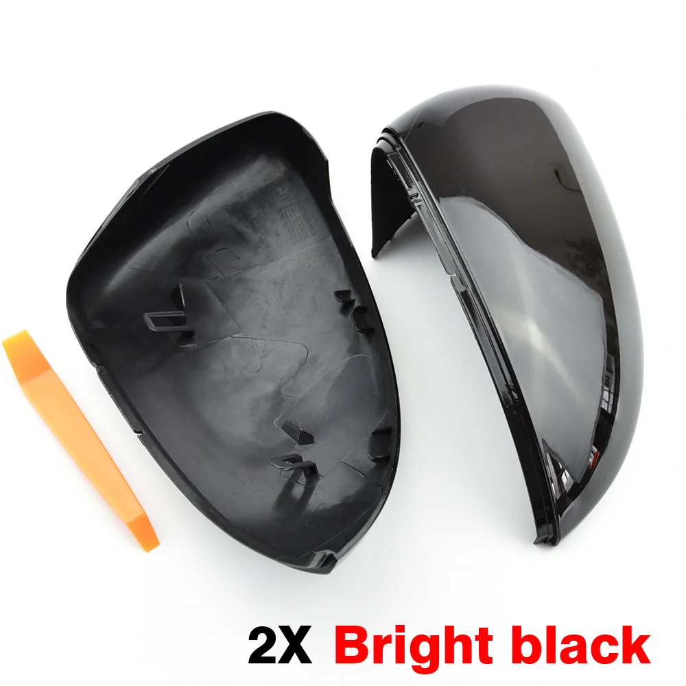 2 pieces For VW Golf MK7 7.5 GTI 7 7R Mirror Covers Caps RearView Mirror Case Cover Carbon Look Bright Black Matte Chrome Cover