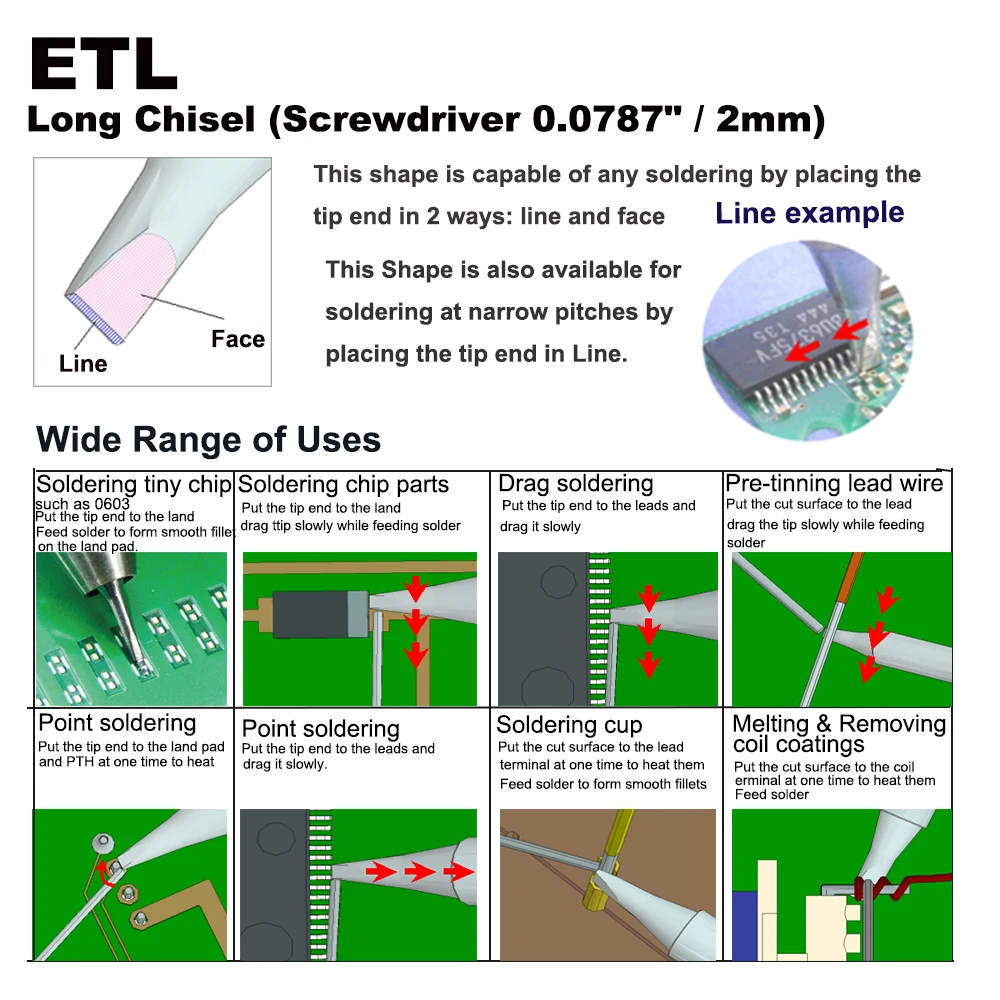 Наконечник для паяльника ETL, длинная отвертка 2 мм, подходит для WELLER WES51 WES50 WESD51 WE1010NA W1010 WE1010EU WTL1000S-0 PES51 PES50 LR21 LR20