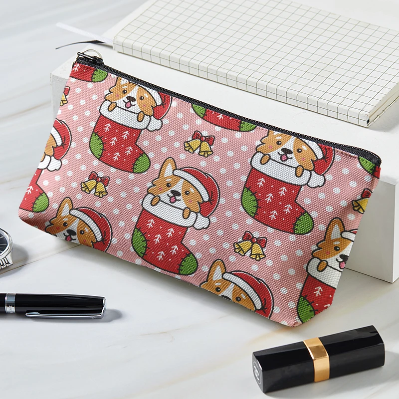 Ladies Cute Christmas Theme Printed Cosmetic Bag Necessaries for Women\'s Portable Makeup Organizer Cosmetic Bag For Makeup