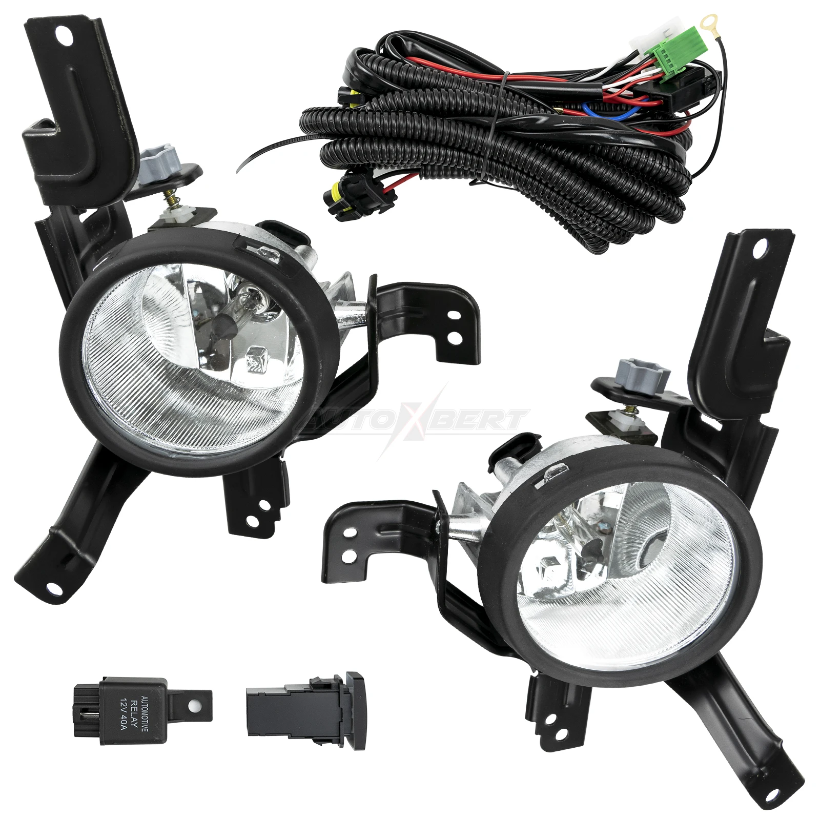 1 Pair Front Bumper Fog Light Lamp Assembly 55W For Honda CR-V 2007 2008 2009 EX / EX-L/ LX Clear Lens with Bulbs Wiring Harness