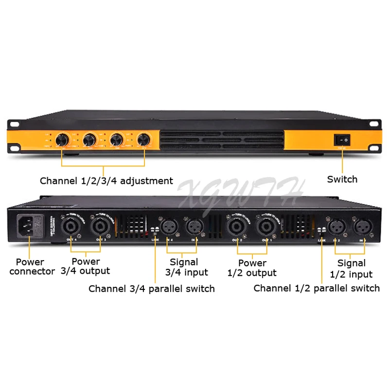 디지털 파워 앰프 4 채널 3200W 1U 오디오 스피커, HIFI 고출력 순수 파워 스위치 DJ 앰프, 2 채널 1600 와트
