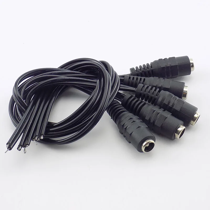 5pcs DC Power Female Cable 12V Plug DC Adapter Cable Plug Connector per CCTV Camera LED Strip Plug 5.5*2.1mm