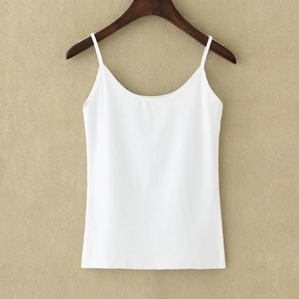 Vest Spaghetti Straps Solid Color Women Sleeveless Slim Camisole Tank Top for Summer