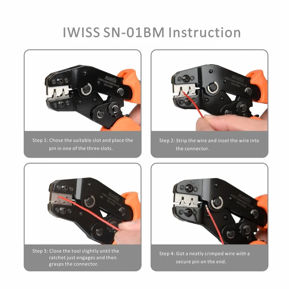 IWISS SN-01BM Crimping Tool Kit Crimper Plier with 2.54mm Dupont Connectors 2.54mm JST-XH Connectors for AWG 28-20 (0.08-0.5mm²)