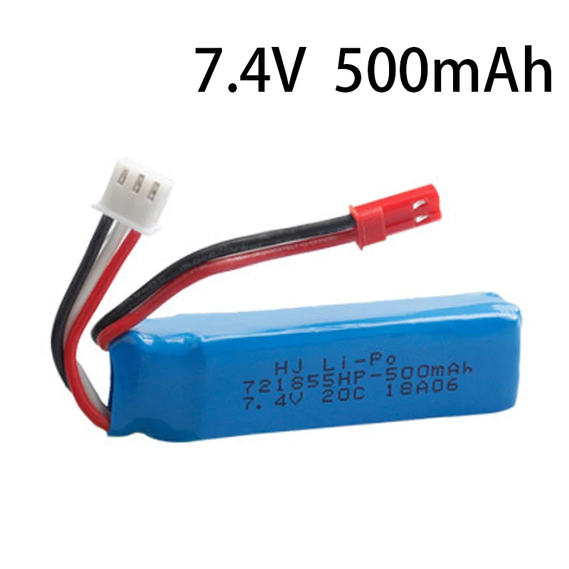 بطارية ليبو 7.4 فولت 500mAh 20C 2s 721855HP مع شاحن A202 A212 A222 A232 A242 A252 4WD RC قطع غيار نموذج سيارة اللعب