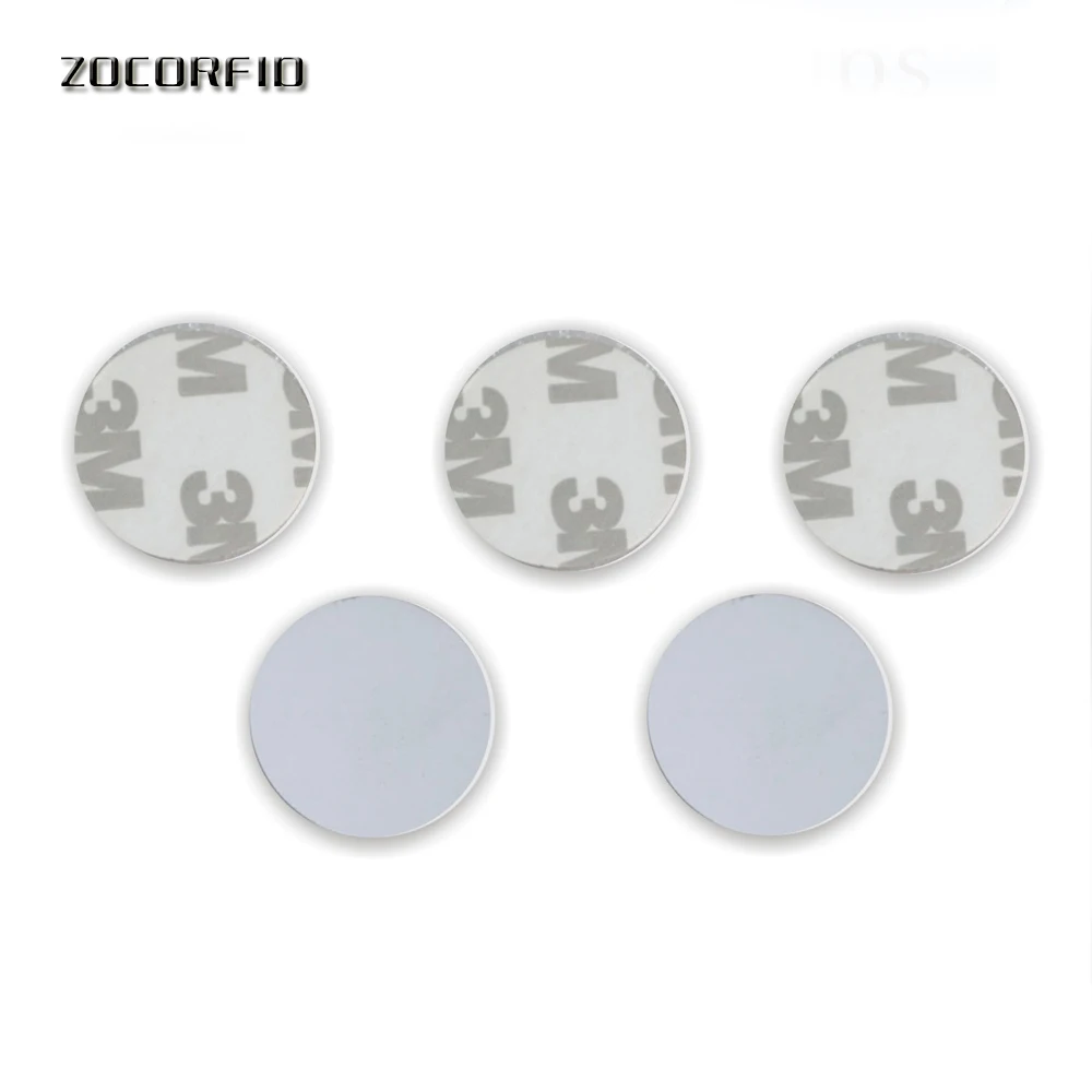 100pcs/lot 20mm-3M 13.56MHZ S50 F08 NFC Tags FM11RF08 IC Card ISO14443A Coin Card 20mm Plastic White