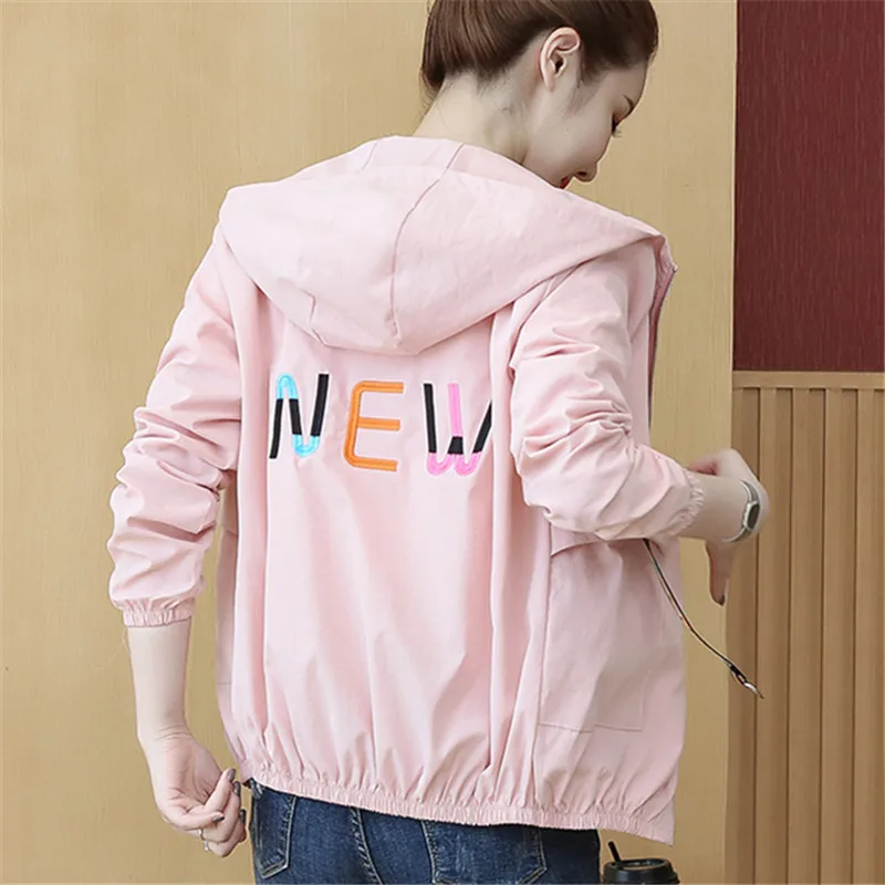 2024 Autumn Women\'s Coat Hooded Zipper Jacket Long Sleeve Casual Short Jacket Female Windbreaker Fashion Outwear Plus Size P700