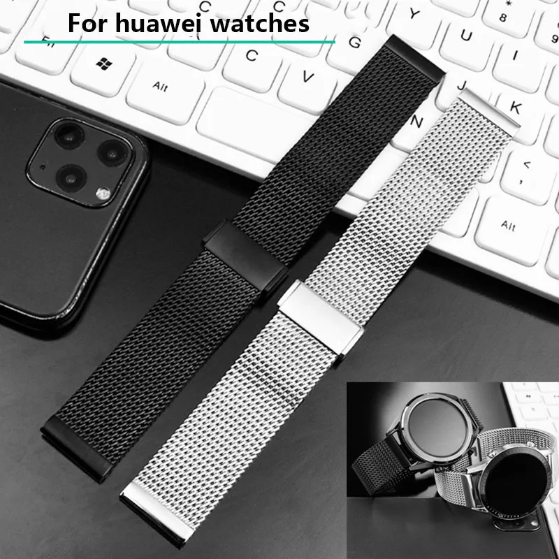 High quality 361LStainless Steel Watch strap mesh watchband 18mm 20mm 22mm black silver thicken Milanese Bracelet