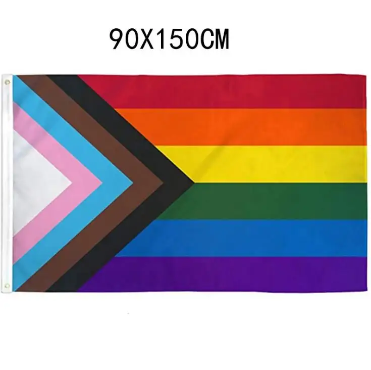 

Progress Pride flag 3x5FT 100 Pcs/Lot Gay Rainbow Polyester Banner Gift Sports Vivid Color Digital Printed,Free Shipping SN09