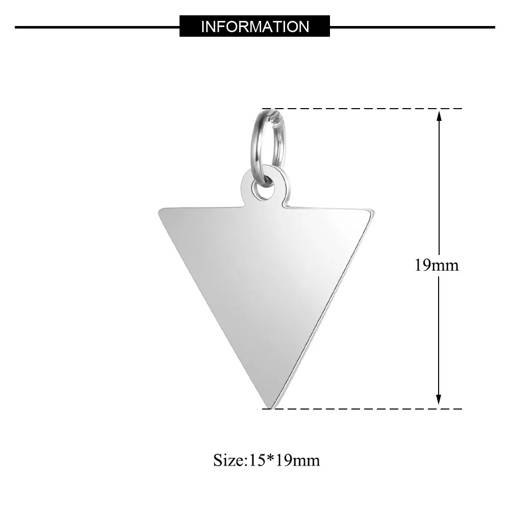 5pcs/Lot Stainless Steel Inverted Triangle Charms Pendant For DIY Jewelry Making Accessories 15*19mm