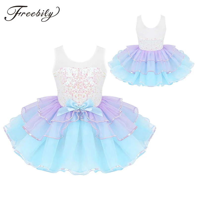 

Детское блестящее балетное платье-пачка с блестками и бантом