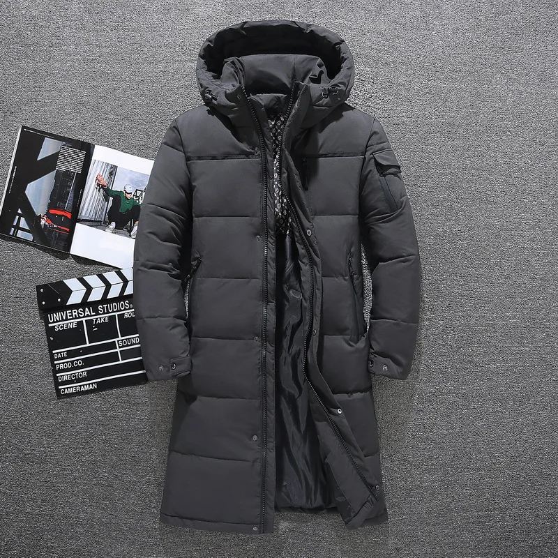 Herren Winter verdickte Daunen jacke Warm Down Outwear Mantel neue männliche Mode lange weiße Ente Kapuze Daunen Parkas plus Größe 5xl