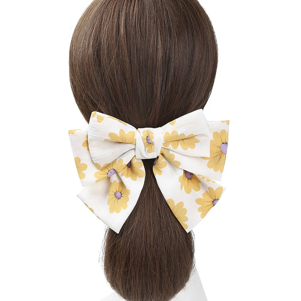 

Elegant Floral Colors Big Bow Hair Clips Butterfly Claw For Women Girls Barrettes Hair Accessories Hairpin Korean Hairgrip