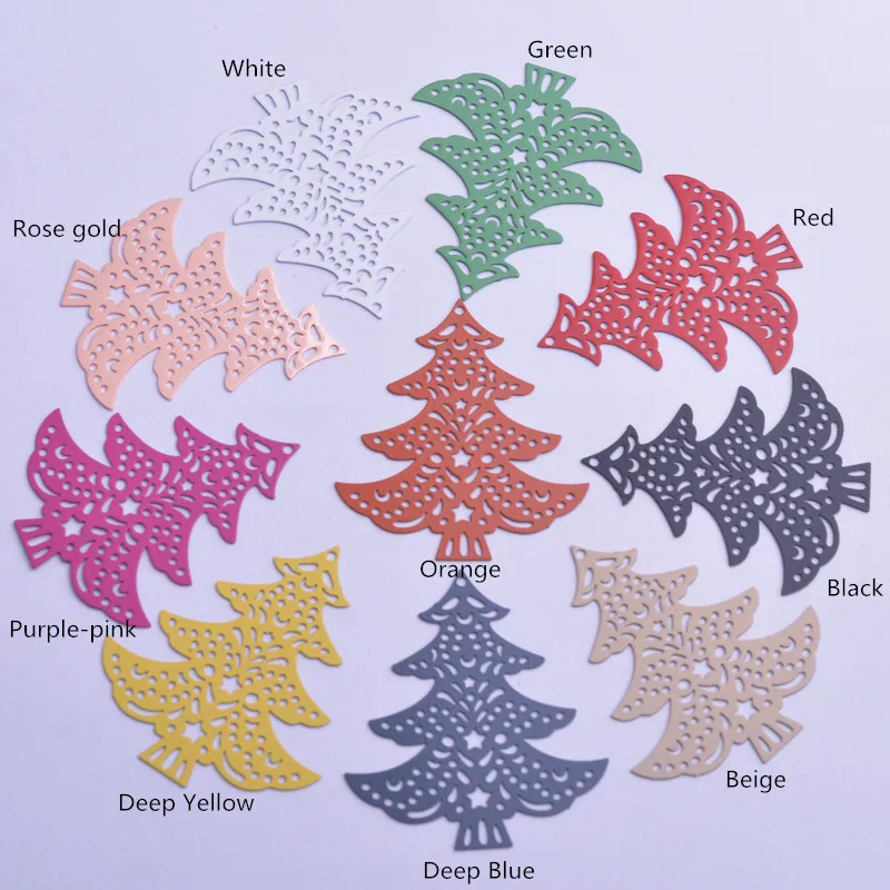 30pcs Ac4270 35*40mm  Filigree Christmas Tree Charms Brass Trees Pendant DIY Earring Findings