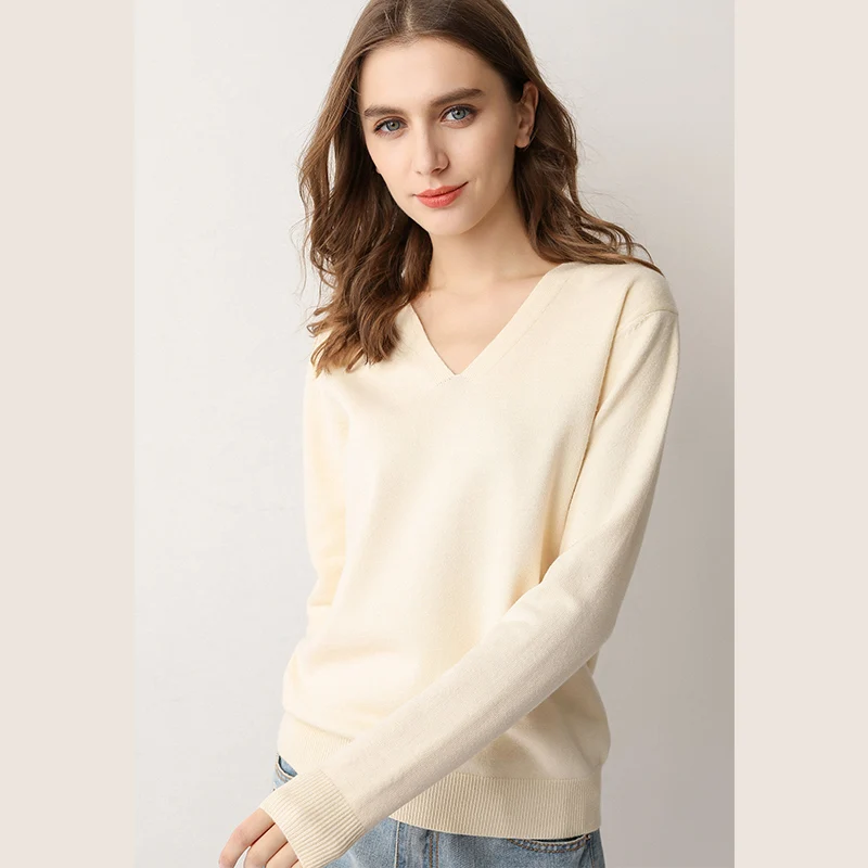 2022 Nieuwe Vrouwen Wollen Trui Trui V Hals Lange Mouw Zachte Knit Jumper Stretch Gebreide Trui 3XL Vrouwelijke Tops Y225