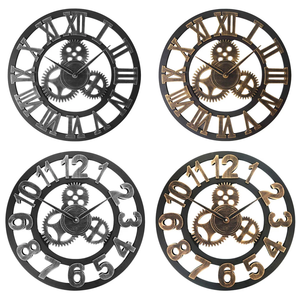 HOT SALES！！！New Arrival 40cm Gear Industrial Style Quartz Wall Clock Sticker Living Room Decoration Wholesale Dropshipping