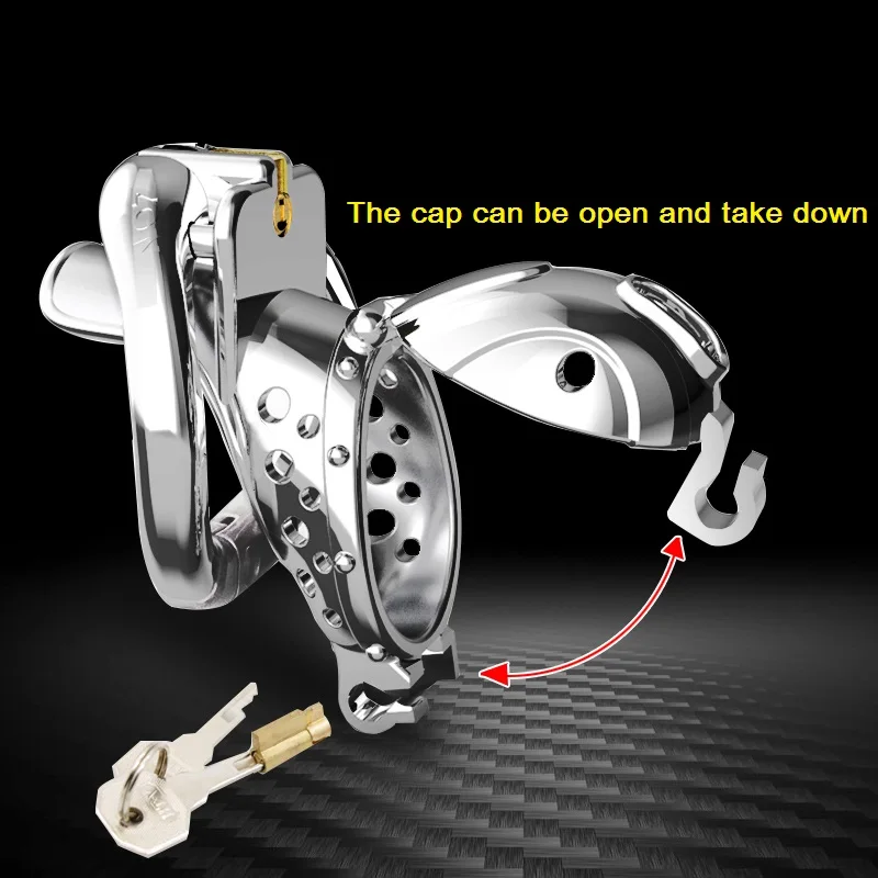 New Arrival Openable Ring Quick Disassemble Cap Flip Design Male Metal Cock Cage Stainless Steel Chastity Device Sex Toy A6