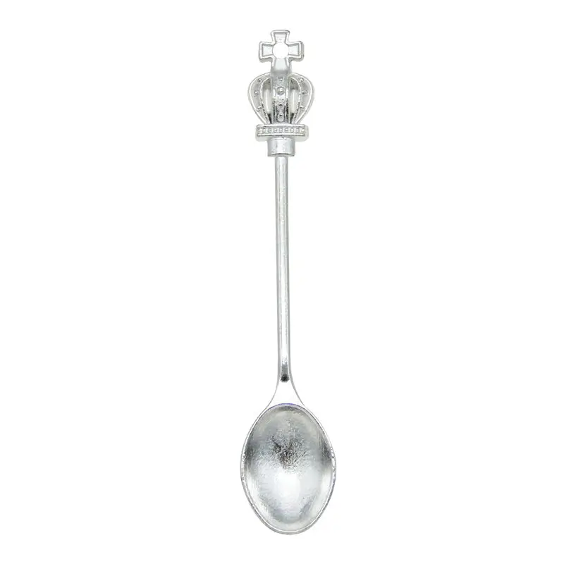 12PCS Classical Silver Color Crown Spoon Charms Alloy Tableware Pendant Jewelry Making Accessory Craft DIY 56*10mm