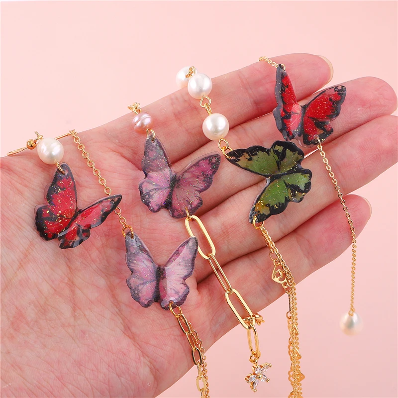 8 Color Resin Animal Butterfly Charms Beads for Jewelry Making Pendants Necklaces Cute Earrings DIY Handmade Accessories 2Pcs