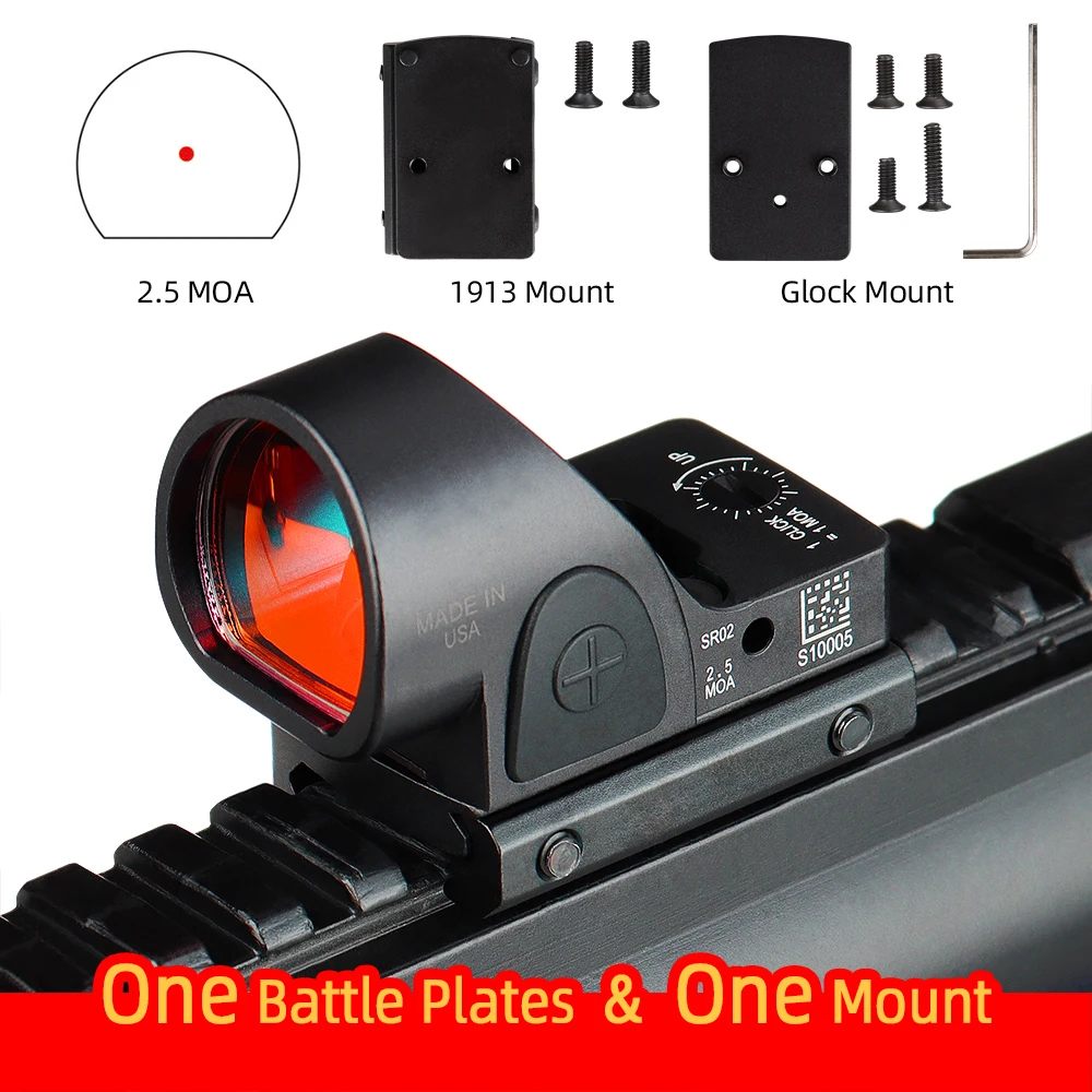 

Mini RMR SRO Red Dot Scope Sight 2.5 moa Sight Airsoft Hunting Reflex Sight with Universal Glock Mount Collimator Glock gs2-0130