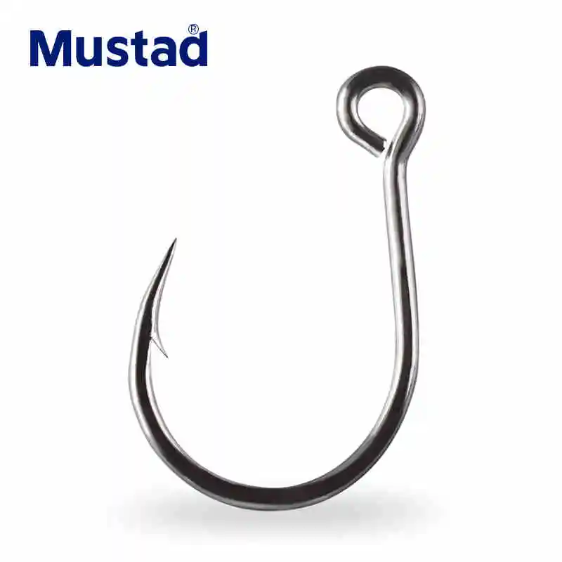 Anzuelos de Pesca Mustad originales, anzuelo de púas de acero rico en carbono 10121, señuelo Jigbait, Pesca en el mar, pez negro, cabeza de serpiente, Anzol, Pesca