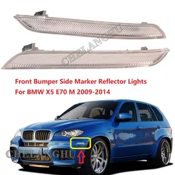 Pair White Front Bumper Side Marker Reflector Light For BMW X5 E70 M 2009 2010 2011 2012 2013 2014