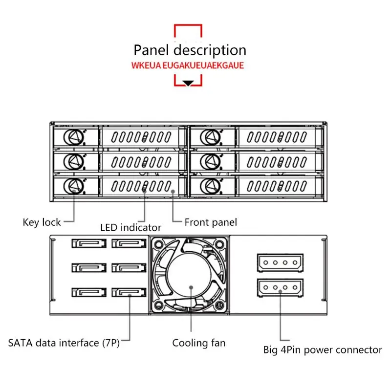 MR-6601 6 Bay Hard Disk Enclosure Rack Data Storage for 2.5Inch SSD HDD Home Backup Computer Case Cover