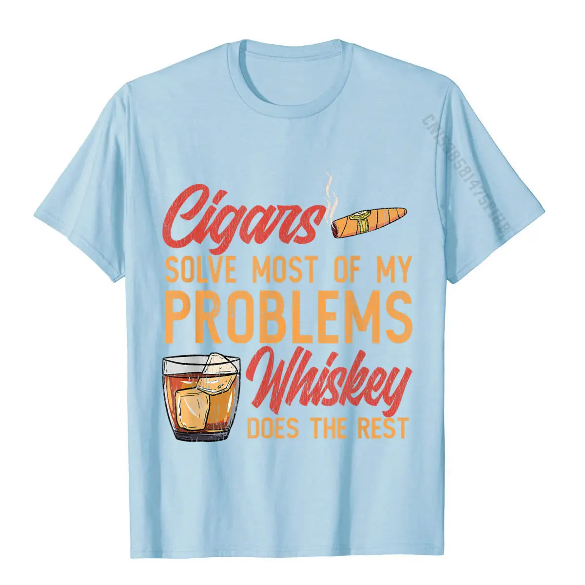 Mens Cigar Smoker Cigar Lover Funny Whiskey Cigar T-Shirt Tops Tees Wholesale Fitness Tight Cotton Mens T Shirts Fitness Tight