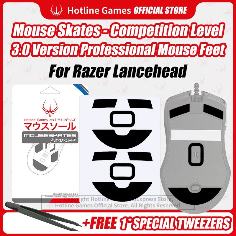 

2 Sets Hotline Games 3.0 Mouse Skates Mouse Feet Replacement for Razer Lancehead Gaming Mouse,Smooth,Durable,Glide Feet Pads