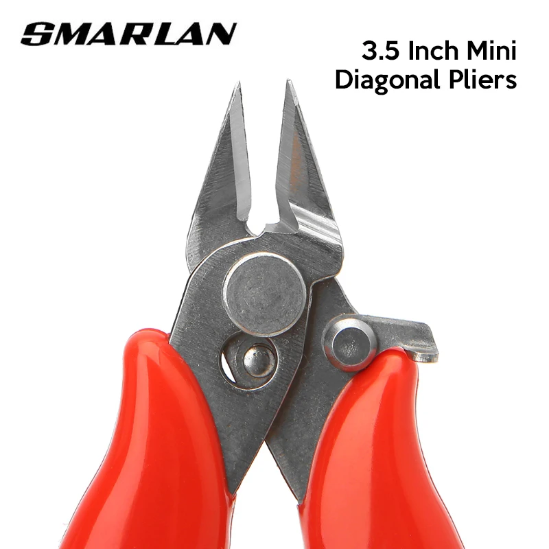 

SMARLAN Diagonal Pliers 3.5" Mini Wire Cutter Small Soft Cutting Electronic Pliers Wires Insulating Rubber Handle Hand Tools Cut