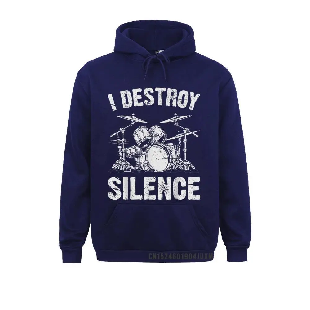 I Destroy Silence Drumming Vintage Drummer Drumset Drum Set Manga Men Sweatshirts Normal Hoodies Family Hoods Long Sleeve