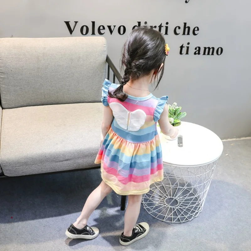 COOTELILI Wing Summer Dress Girls Toddler Kids Baby Girls Lovely Birthday Clothes Children Girls Dress For Wedding Party