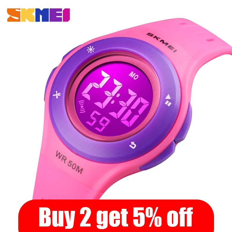 SKMEI Fashion Children LED Digital Watch 5Bar Waterproof Kids Sport Watches For Boys Girls Wristwatch Montre pour enfants Clock