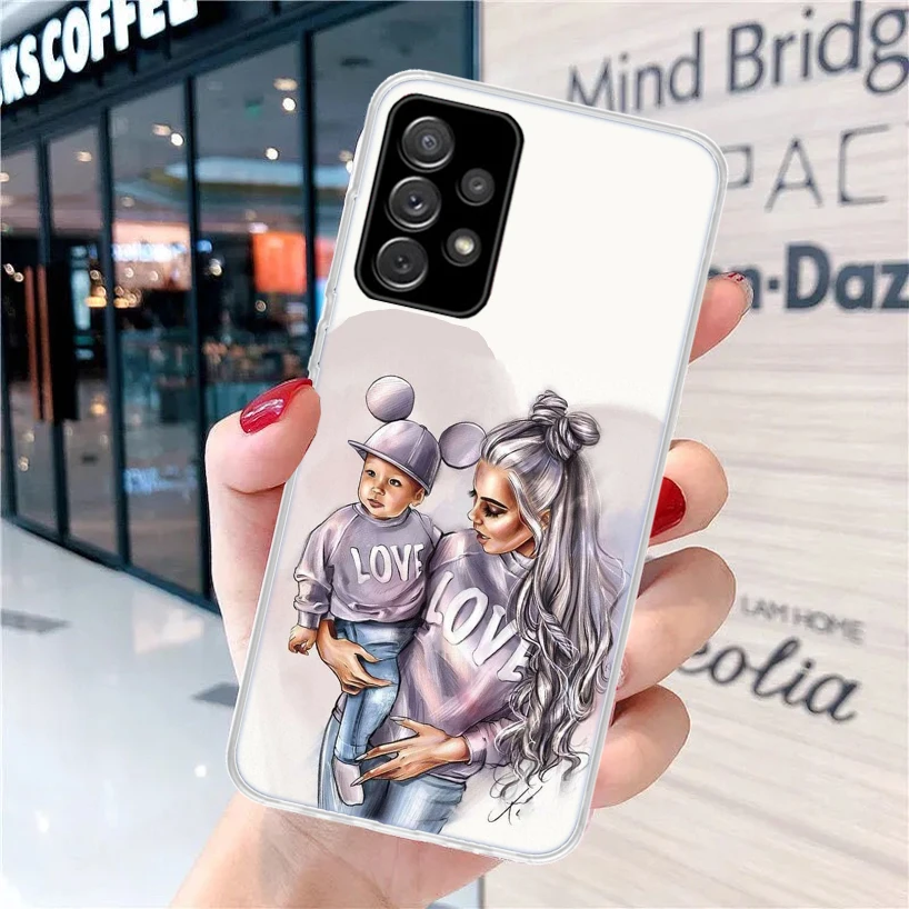 Baby Mom Girls For Samsung Galaxy A15 A14 A13 A12 A55 A54 A53 A52 Phone Case A32 A35 A34 A33 A25 A24 A23 A22 A04S A03S A02S Gala