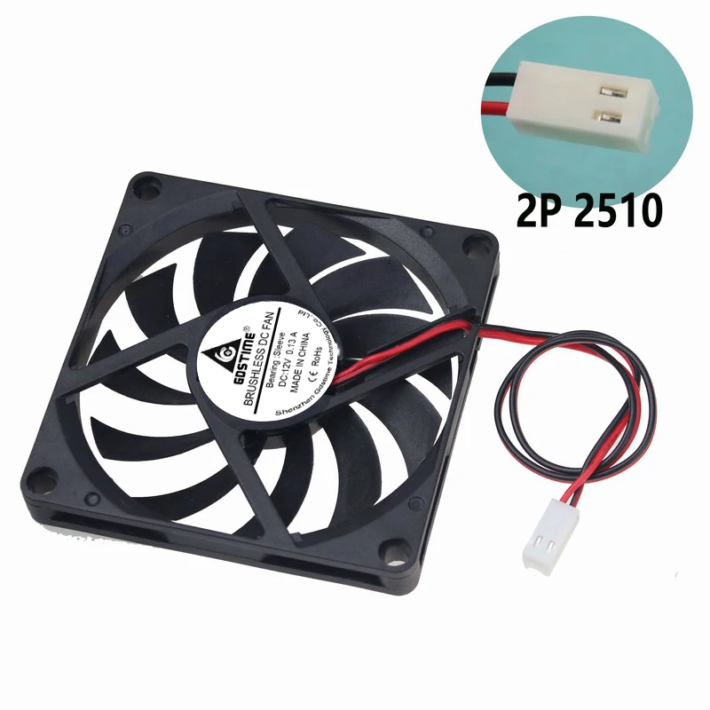 5pcs/lot Gdstime DC 8010 12V Cooler 80*80*10mm 2510-2p 8cm Sleeve Bearing 80mm×10mm Computer CPU Cooling axial  Fan