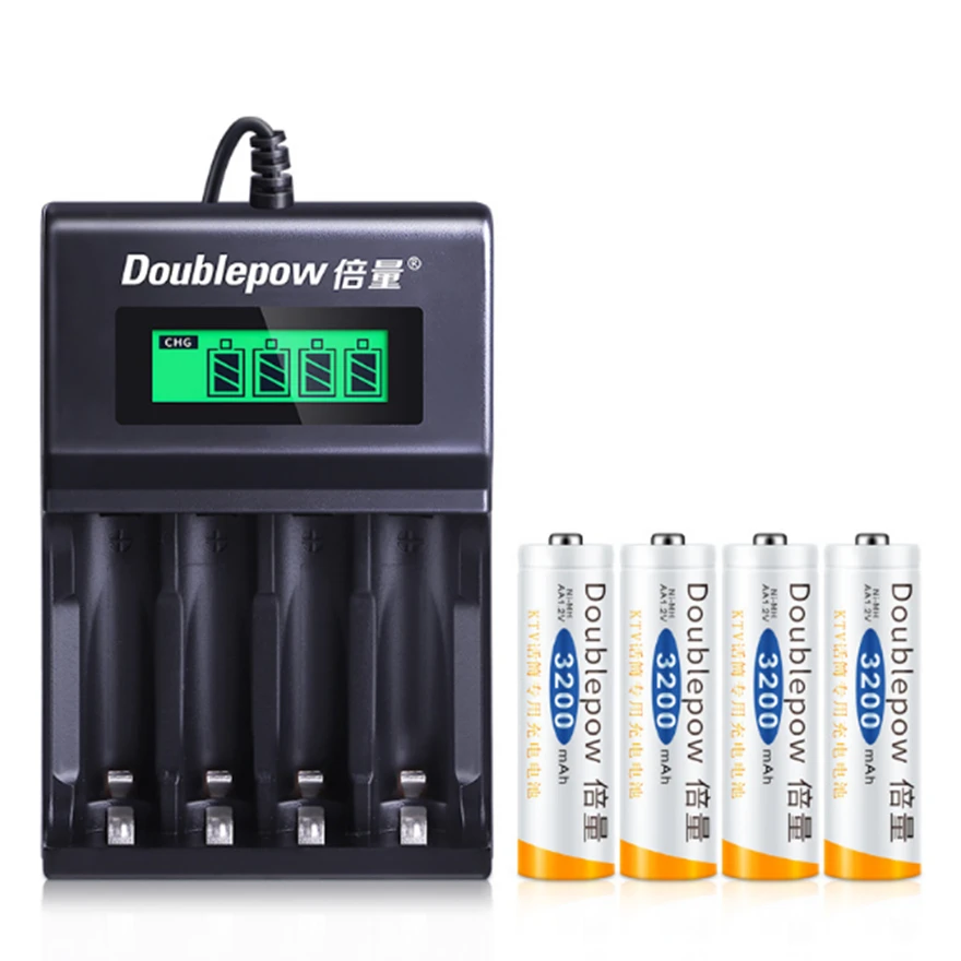 

4PCS original 1.2v AA rechargeable battery large capacity 3200mAh Ni-MH rechargeable battery + 4 slot USB smart charger