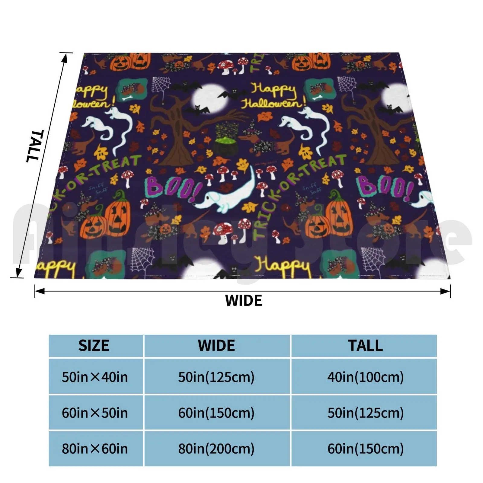 Diva Dachshund’s Halloween Blanket Fashion Custom Dachshund Halloween Comic Cute Dogs Ghost Vampire Kawaii Witch