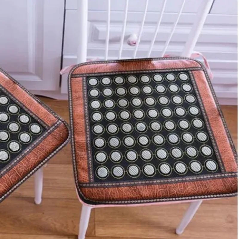 45cm 64pcs Natural Cool Jades Mat Home Office Chair Car Seat Cushion Pad Cooling Down Hips Muscle Pain Relief