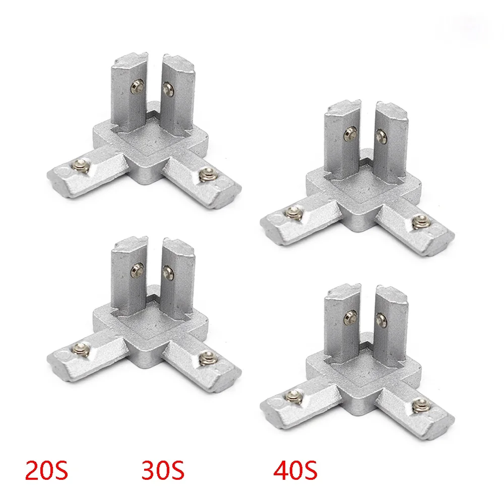 4/8 Set Black And Silver All Series 3-Way End Corner Bracket Connector with  Screws for Standard T Slot Aluminum Extrusion