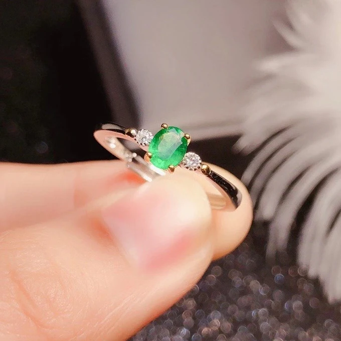 

CoLife Jewelry 100% Real Emerald Ring for Engagement 4mm*5mm Emerald Silver Ring 925 Silver Emerald Jewelry