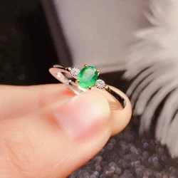CoLife Jewelry 100% Real Emerald Ring for Engagement 4mm*5mm Emerald Silver Ring 925 Silver Emerald Jewelry