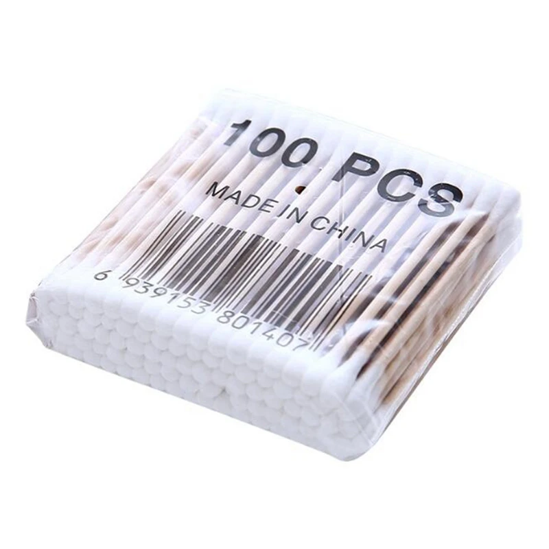 Double Head Wood Cotton Swab Women Makeup Cotton Buds Tip Wood Sticks Nose Ear Cleaning Baby Health Care Tools palos de madera