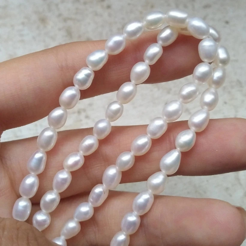 45cm AAA 6-7mm Seawater Akoya Natural White Rice Pearl Necklace Real Photos At Party Valentines Day Gift Free Shipping