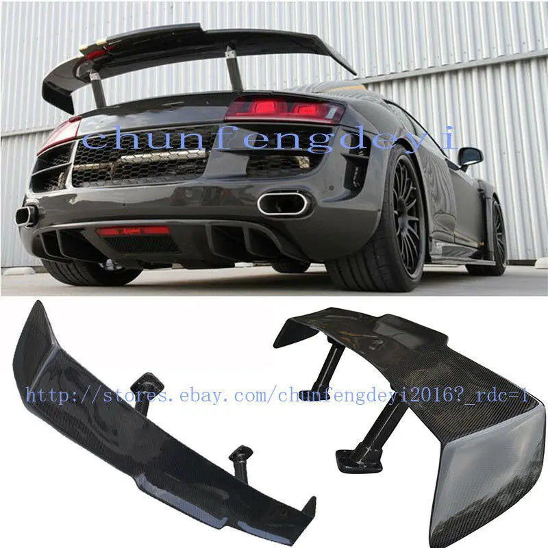 Fit For Audi R8 V8 V10 2008-2015 Real Carbon Fiber Auto Rear Trunk Top Spoiler Wing 1pcs