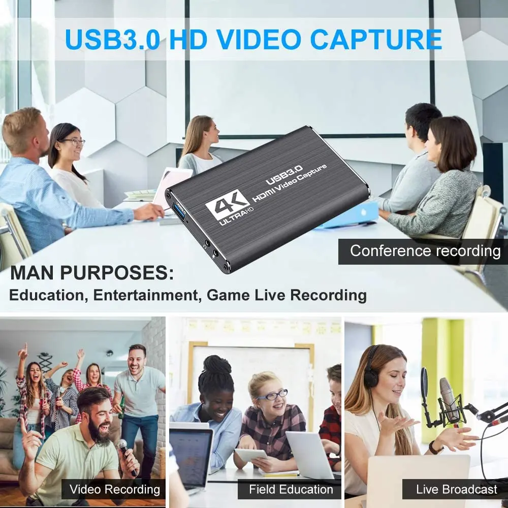 Navceker usb 2.0 hdmiゲームキャプチャカード1080 4 18kカタルーニャデビデオ信頼性ストリーミングアダプタライブ放送ビデオ録画