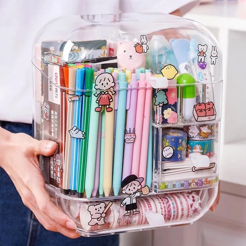 ความจุขนาดใหญ่ Storage Makeup Organizer กล่องเดสก์ท็อป Sundries กล่องกล่องเครื่องเขียนโรงเรียน