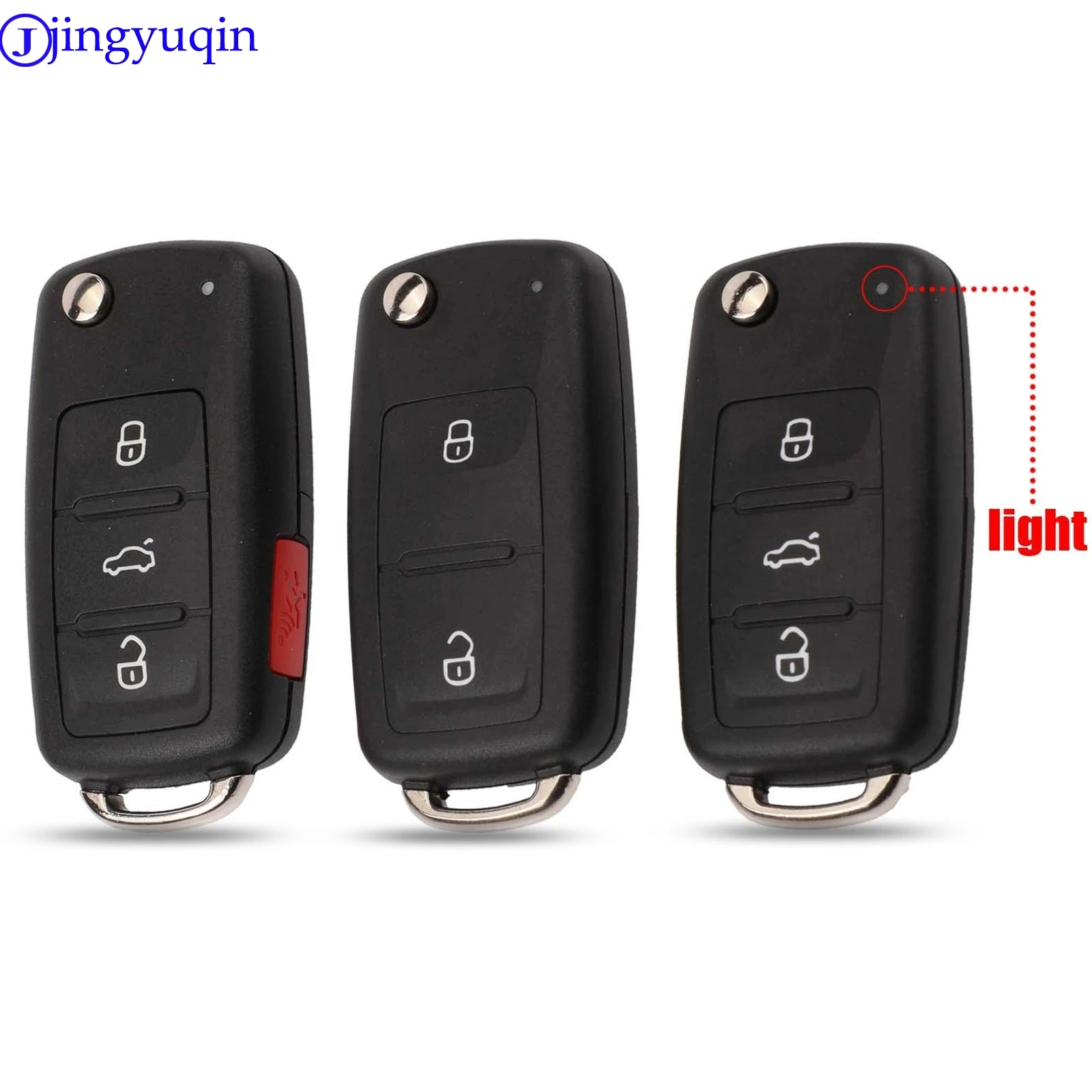 

jingyuqin Flip Fob Remote Car Key Case Cover Shell For VW/VOLKSWAGEN Caddy Eos Golf Jetta Beetle Polo Up Tiguan ( 5K0837202AD )