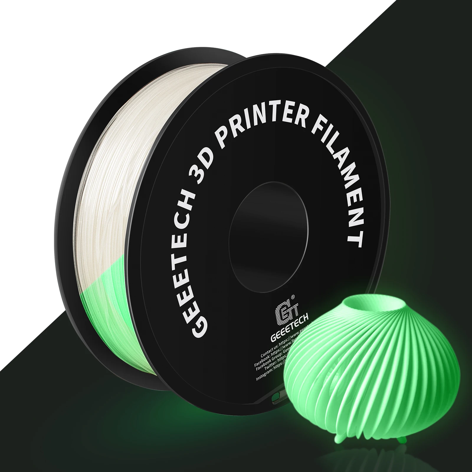 Geeetech 3D Printer Filament Luminous Green Blue Color in the Dark 1.75mm+/-0.03 1KG Glow PLA Filament Printing Printer 3D Parts